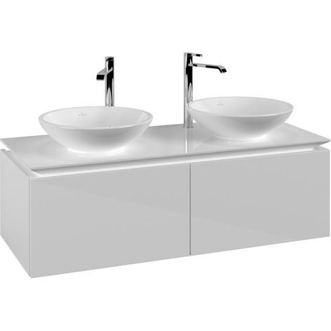 Meuble vasque VB US Legato 1200x380x500mm 2 tiroirs pour 2 vasques Blanc brillant