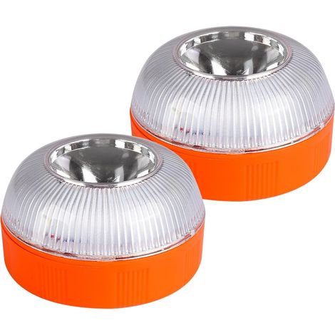 2 luces estroboscópicas V16, baliza giratoria V16 con base magnética, dos modos: intermitente/luz fija, para iluminación de coches, motocicletas y asistencia en carretera (funciona con pilas) (1/5)