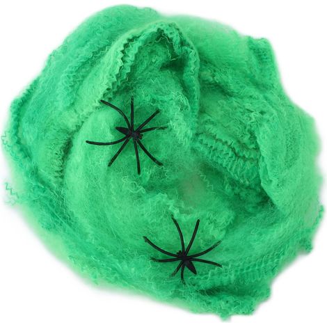 Set aus 5 sehr realistischen und modularen Halloween-Spinnennetzen, für den Innen- und Außenbereich geeignet (grün). (1/5)