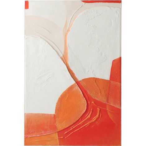 Tableau abstrait orange et blanc cassé - orange foncé et blanc cassé (1/4)