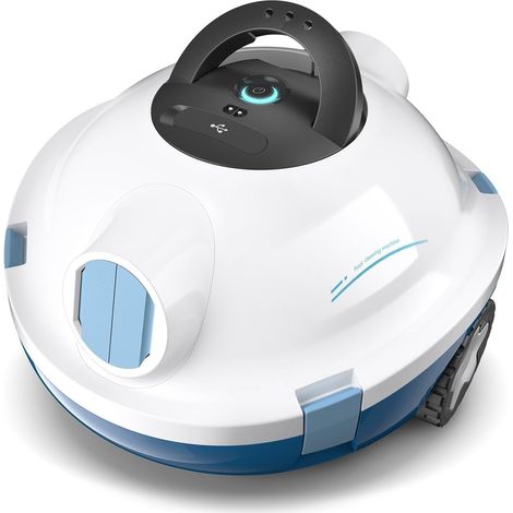 Robot Nettoyeur de Piscine sans Fil, aspirateur de Piscine Automatique, 120 Minutes d'autonomie, Auto-stationnement, Robot Piscine pour Fonds Plats Hors-Sol ou enterrés jusqu'à 100 m²(Blanc) (1/5)