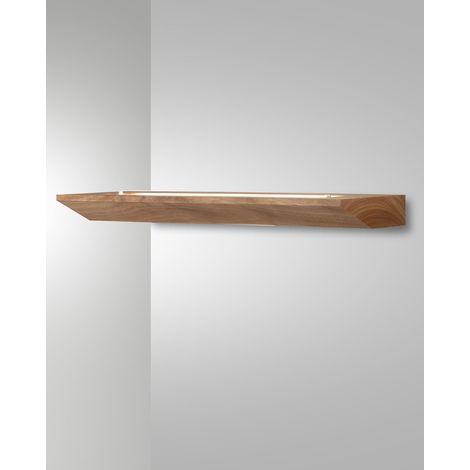 Lampada da parete Linus 3663-26-215 in metallo e legno naturale con LED integrato da 27W, temperatura 3000K, finitura color Quercia 60x17cm