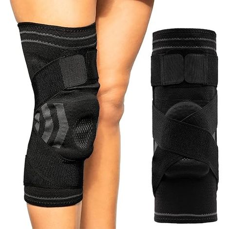 1 paire de genouillères ménisques, bandages orthopédiques et compressifs pour le genou pour soulager la douleur et l'arthrose, noires (convient pour 130-160 chats).