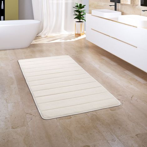 Tapis Salle De Bain Tapis De Bain Moelleux Mousse À Mémoire De Forme 3D 50x80 cm, Crème