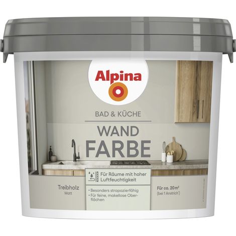 Alpina Wandfarbe für Küche & Badezimmer Treibholz 2,5 L
