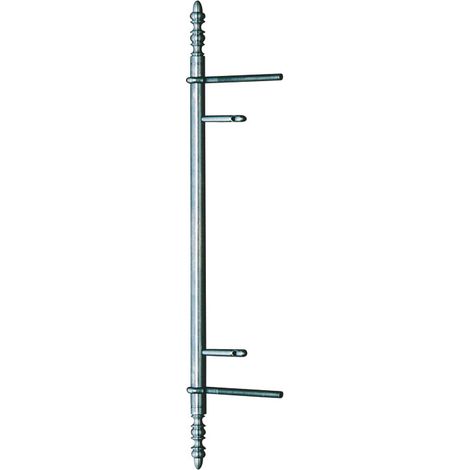 Decayeux – Fiche fer poli à tourillons – Entraxe goujons 288 mm – Entraxe lacets 352 mm – Longueur totale 484 mm – Pour fer et acier