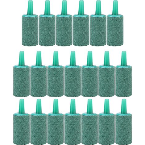 Lot de 20 pierres à bulles d'air cylindriques en grès vert pour aquarium, accessoire pour pompe à oxygène et aquarium. (1/5)