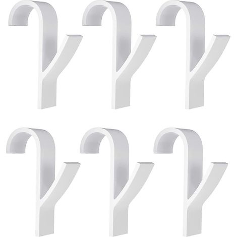 Lot de 6 crochets pour sèche-serviettes de radiateur, en plastique blanc. (1/5)