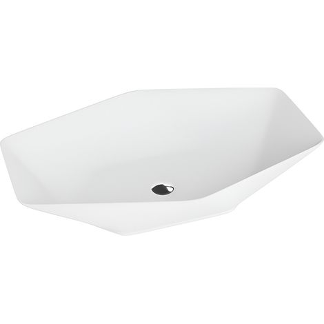 Vasque à poser LAVITA Vasque à poser élégante et compacteProduit en porcelaine de haute qualité asymétrique 56,5x36,5x12 cm  Blanc brillant