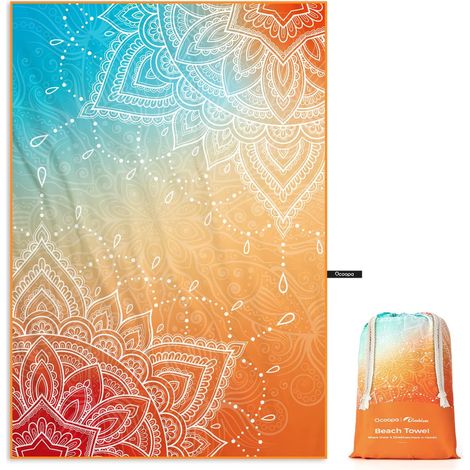 Quick-drying, sand-resistant, super lightweight microfiber beach towel - for swimming pool, camping, picnics, yoga, gym, sports (180 x 80 cm)
