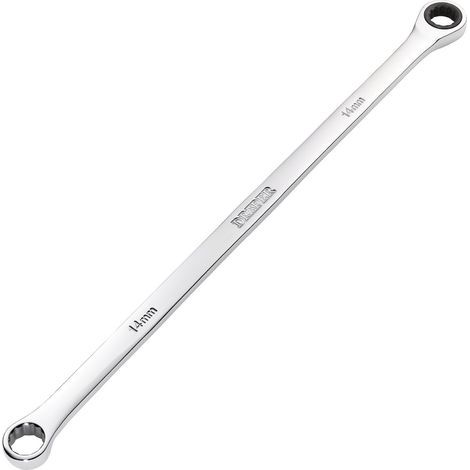 Metric ratchet wrench, 14 mm, chrome vanadium steel, 90-tooth mechanism, for accessing tight spaces (1/2)