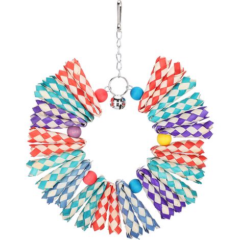 Jouet À Mâcher Pour Oiseau - Corde Tressée Colorée Avec Cloche - Balançoire Pour Cage - Accessoire De Jeu Et D'escalade - 1 Pièce (1/5)