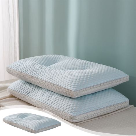 Oreiller De Lit - 74 x 48 x 7 cm - Fibres Polyester 7D Et 3D - Pour Dormeurs Sur Le Côté Et Le Dos - Bleu - 1 Pièce (1/5)