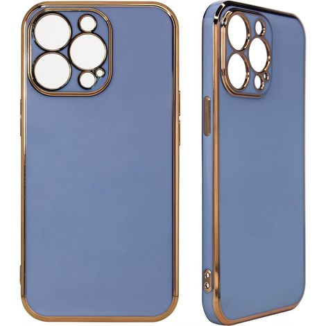 Custodia Lightning Color per iPhone 12 Pro Max, custodia in gel con cornice dorata e blu (1/5)