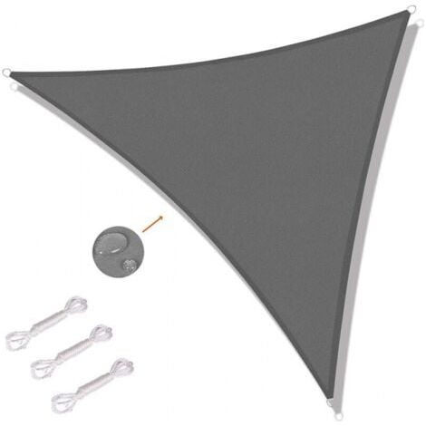 Gris - 4 x 4 x 4 m Voile d'Ombrage Triangulaire Toile d'Ombrage Protection UV pour Extérieur, Terrasses, Jardins (1/5)