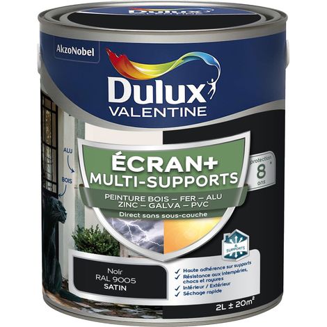 ECRAN+ MULTI-SUPPORTS EXTERIEURE - Peinture en Phase Aqueuse Éxtérieur - Satin Noir 2 L - Dulux Valentine