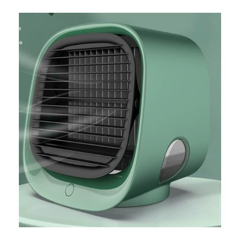 Rafraîchisseur d'air évaporatif portable Vital Breeze, fonctionnement silencieux (40 dB), 3 vitesses de ventilation, filtre lavable, veilleuse à couleurs changeantes pour la chambre, vert