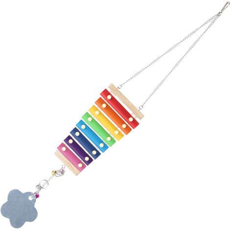 Xylophone pour poules et perroquets, jouet xylophone suspendu en bois avec miroir (1/5)