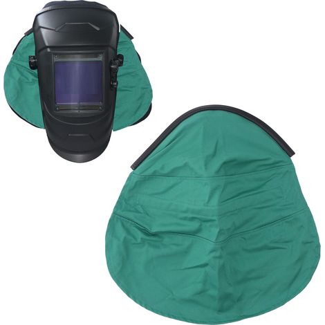 Grünes, flammhemmendes Schweißhelmvisier, FR-Baumwoll-Schweißhelm mit aufsteckbarem Vollschutzvisier, kompatibel mit den meisten Schweißhelmvisieren. (1/5)