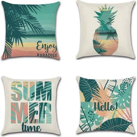 Set of 4 cushion covers, 45x45 cm in cotton and linen, perfect for decorating your sofa or bed.