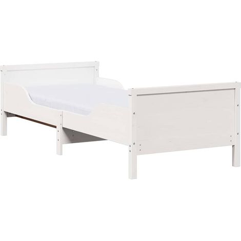 Lit simple,Lit Adulte,Cadre de lit avec matelas Blanc 80 x 200 cm Pin massif CFW991255 (1/5)