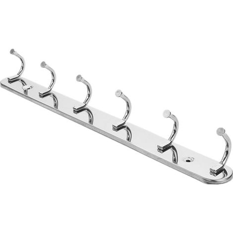 Porte-Manteaux Murale - Porte-Crochets En Acier Inoxydable - 6 Crochets - Pour Entrée, Couloir, Garage Ou Atelier (1/3)