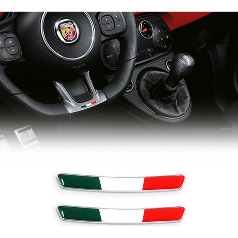 Adesivi 3D Italia per Volante Fiat 500 Abarth, Set da 2 HQ, 8 x 49 mm