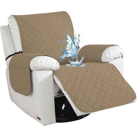 Wasserdichter Sesselüberwurf 1 Sitzer mit Taschen, Hellbraun (1/5)