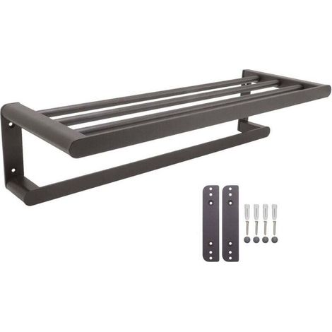 Wall Shelf Aluminum Towel Rack Bath Support With Gray Drilling (1/4)