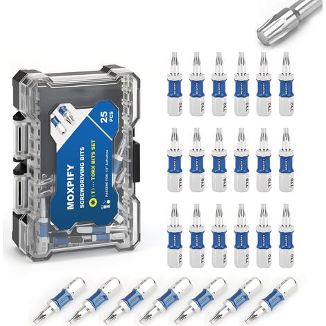 Lot de 25 embouts Torx T10 de 30 mm de longueur avec tige hexagonale de 6,35 mm, embouts de vissage pour visseuse sans fil, idéal pour l'artisanat et le bricolage (1/5)