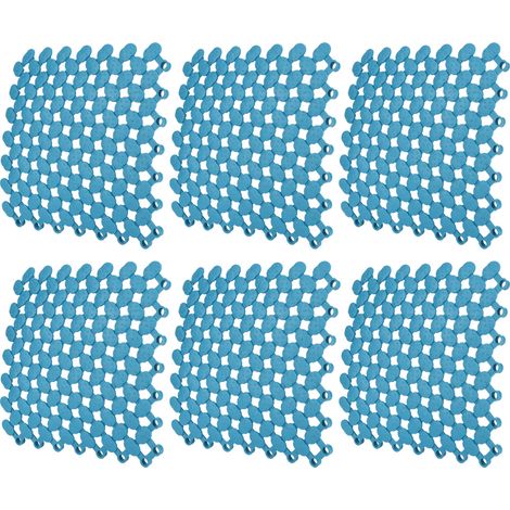 Lot de 6 tapis de sol antidérapants emboîtables 20x20cm pour cuisine, salle de bain, douche, piscine, balcon (bleu) (1/5)