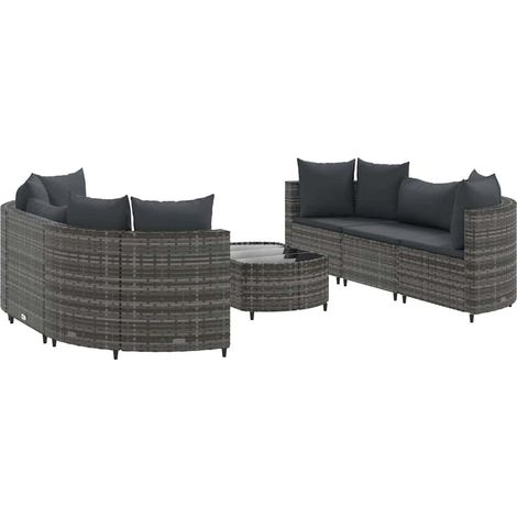 Maison Exclusive - 7-tlg. Garten-Sofagarnitur mit Kissen Grau Pol (1/5)