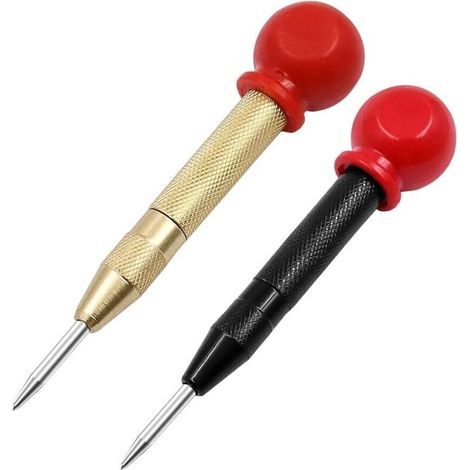 2PCS Pointeau Central Automatique 13cm Acier Pointeau Automatique Impact Réglable Center Punch Automatique avec Capuchon Precision Pointeau Automatique pour Métal Bois- Doré Noir (1/5)