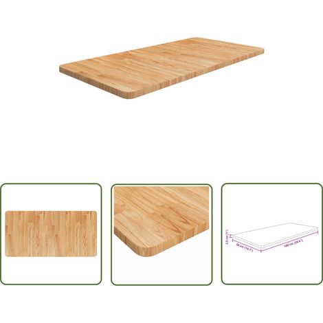 The Living Store Waschtischplatte Hellbraun 100x50x2,5 cm Massivholz Behandelt - Waschtischplatte - Eichenholzarbeitsplatte - Badarbeitsplatte - Tischplatte - Möbelersatzteil (1/4)