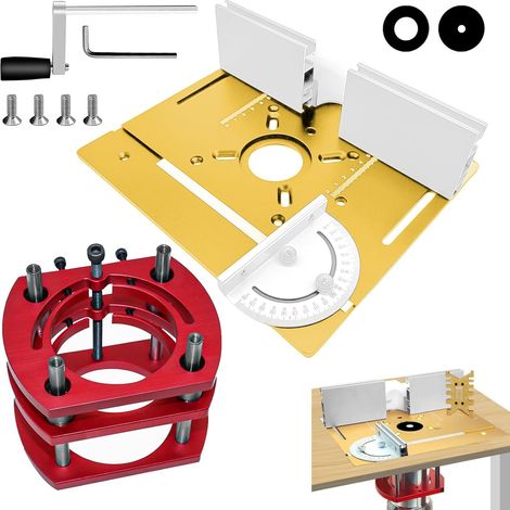 Tischfräsen-Set aus Aluminium, 65 mm Durchmesser, Untertisch-Fräslift, Tischfräsen-Set für Nuten und Kanten (Gold)