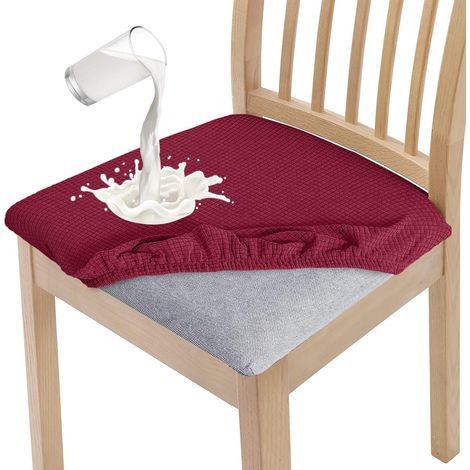 Lot de 4 Housses de Chaise de Salle à Manger, élégantes, imperméables, Haute élasticité, Protection d'assise lavables pour Banquet, Cuisine, fête, hôtel (Bordeau) (1/5)