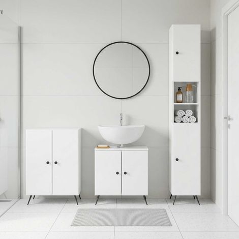vidaXL Juego de armarios de baño de 3 piezas BREDA Blanco Brillante (1/5)