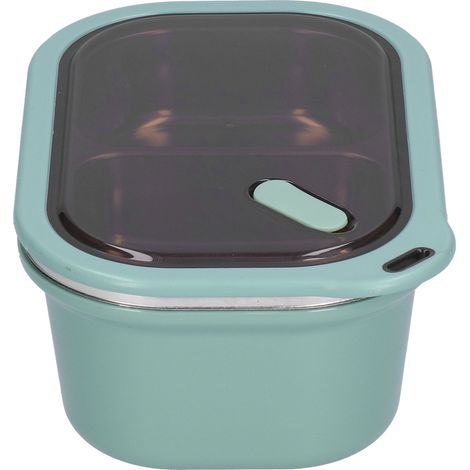 Doppelwandige 1,2-Liter-Bento-Lunchbox aus Edelstahl, auslaufsicher und luftdicht, Lebensmittelbehälter für Schule und Picknicks, grün. (1/5)