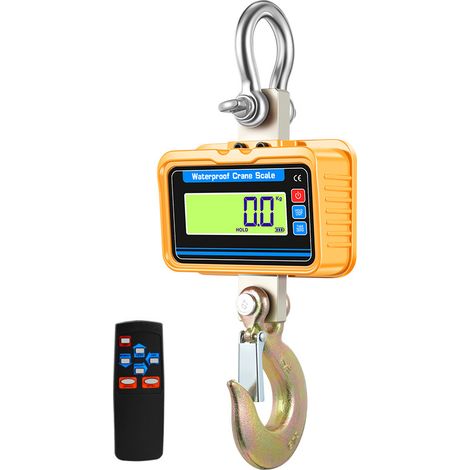 3-tonne (3000 kg) Smart Crane Scale - Made with aircraft-grade aluminum alloy - Digital hook - Rechargeable model, yellow