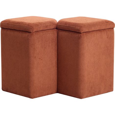 Nordlys - Pouf de Salon Scandinave Velours Terracotta (1/5)