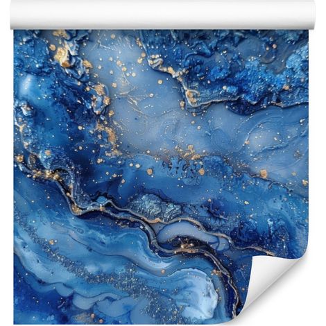 Papier peint bleu encre et bleu montagne pour salon et chambre 50x1000 cm (1/5)