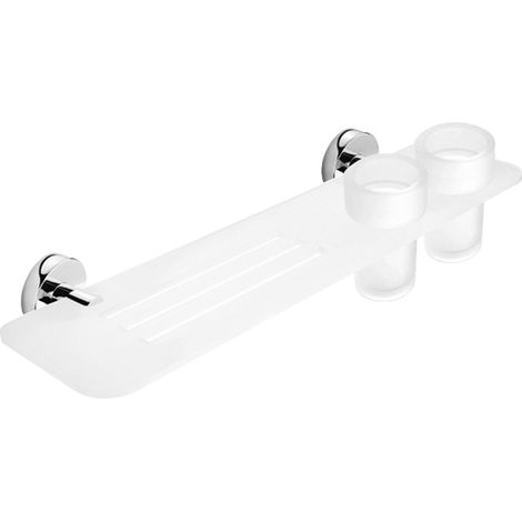 Nimco Unix étagère de salle de bain avec verres blanc mat 50 cm UN X350-58DW-26 (1/4)