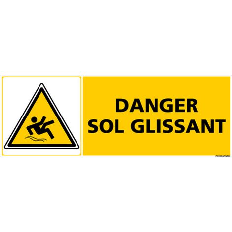 Panneau Danger Sol Glissant - Adhésif - 350 x 125 mm