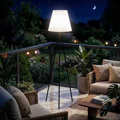 Solar Standleuchte auf 3 Beinen auch per USB aufladbar - 150 cm - Stehlampe für Außen und Innen mit 32 LED in kalt weiß
