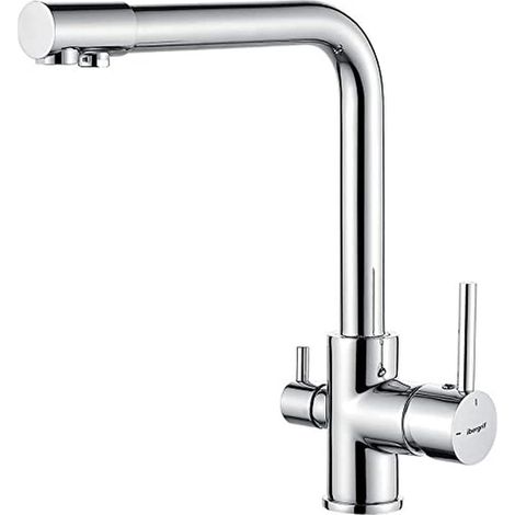 Ibergrif Rubinetto Cucina 3 Vie, Miscelatore Cucina Lavello con Bocca Girevole a 360, Rubinetto per Cucina Con Filtro per Acqua Potabile e Funzione Filtro [Classe Di Efficienza Energetica A++] (1/7)