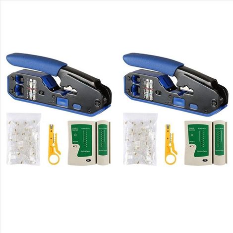 Testeur de câbles réseau RJ45, kit d'outils de sertissage CAT5, CAT5E, CAT6, 100 connecteurs (1/4)