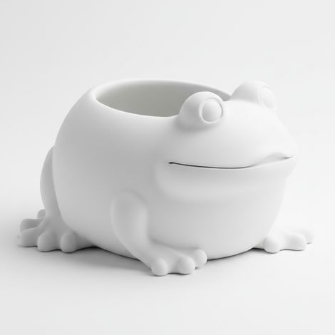 Pot décoratif blanc pour plantes en forme de grenouille, design moderne (1/3)