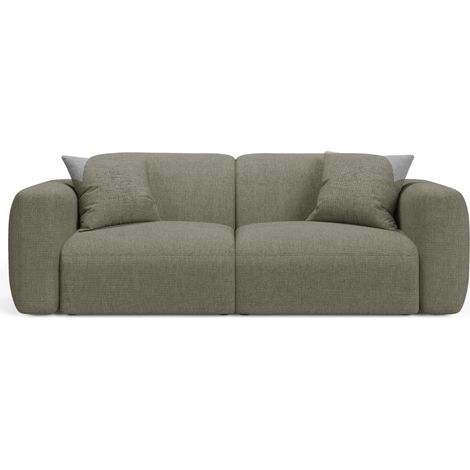 Canapé modulable 3 places en tissu structurel vert olive foncé (1/4)