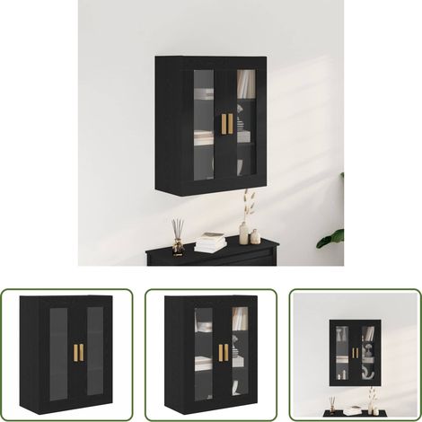 Wandmontage -  Wandschrank Wandmontiert Schwarz Eichen-Optik 69,5 x 34 x 90 cm (1/5)
