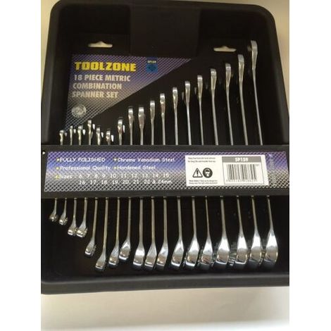 18PC SPANNER SET METRIC POLISHED COMBINATION WRENCH SET IN RACK 6-24MM SP159 (1/2)